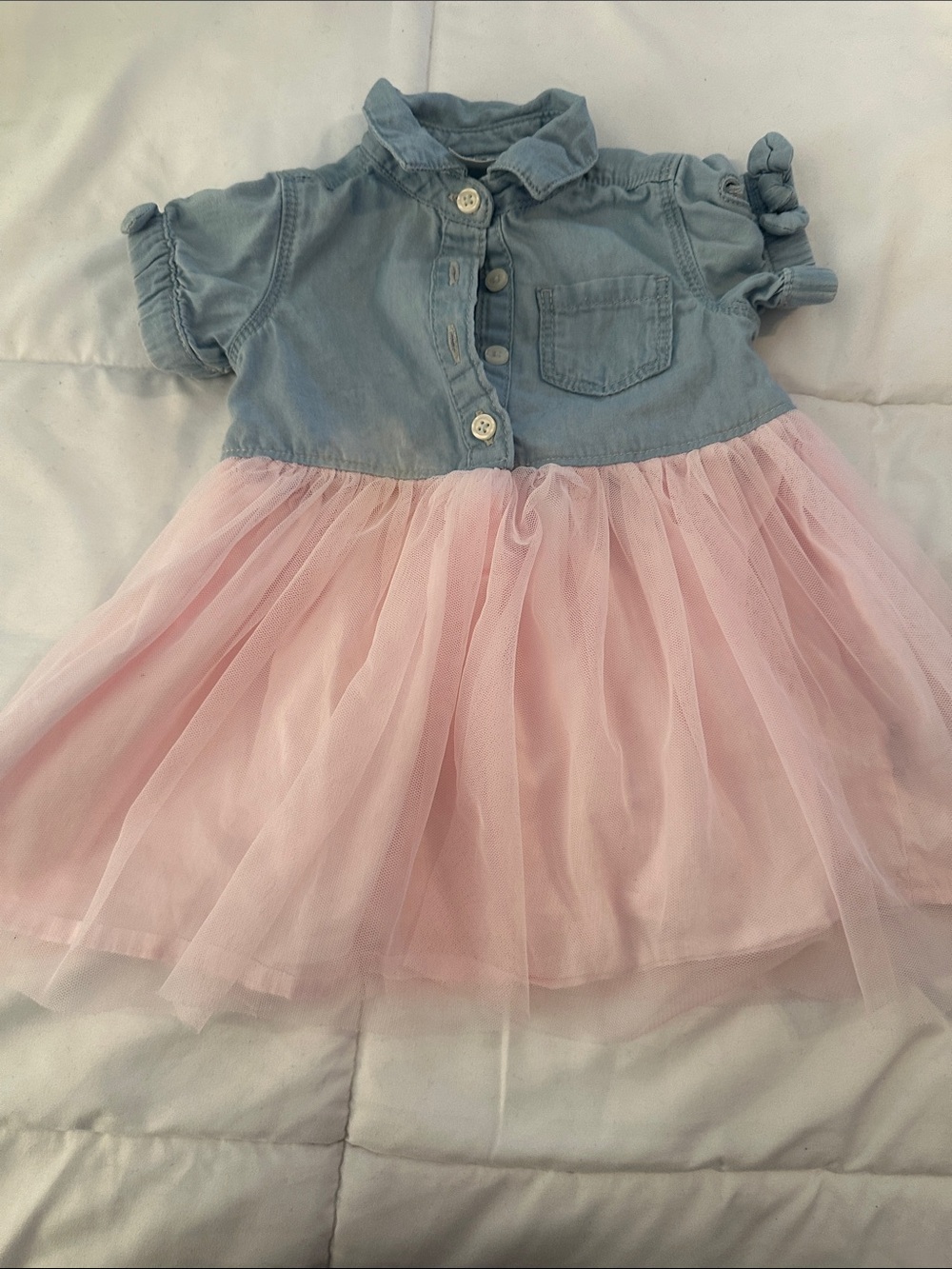 OshKosh B'gosh Light Blue Denim Top with Pink Tulle Skirt